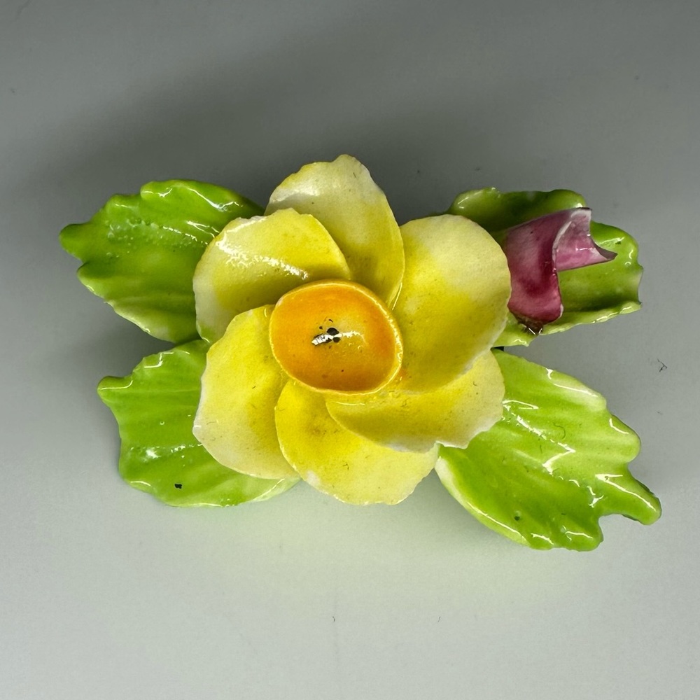 Vintage Staffordshire China Flower Made in England Brooch Pin